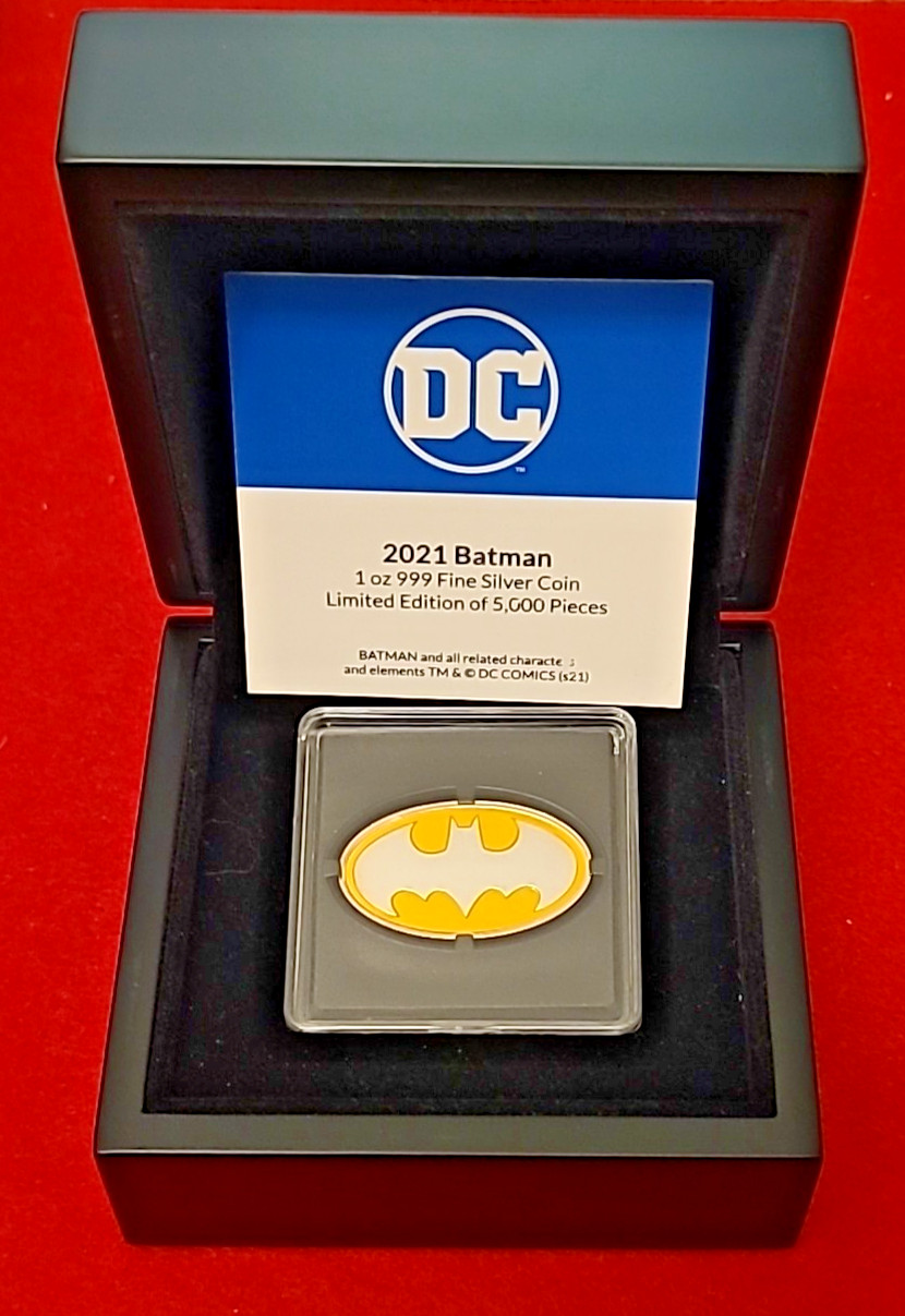 Batman DC Comics 2021 - 1 Ounce 999 Silver Colorized Collectible Coin - Niue