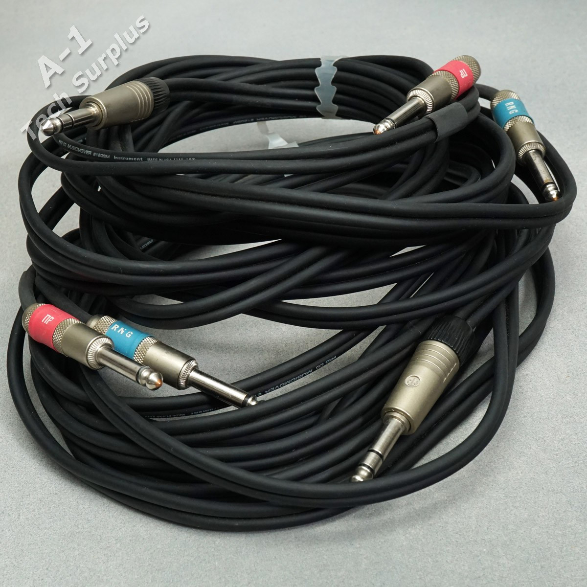 Two ProCo Musicmover 2120SM Y Adapter Cables 1/4" TRS Male to Dual 1/4" TS Male