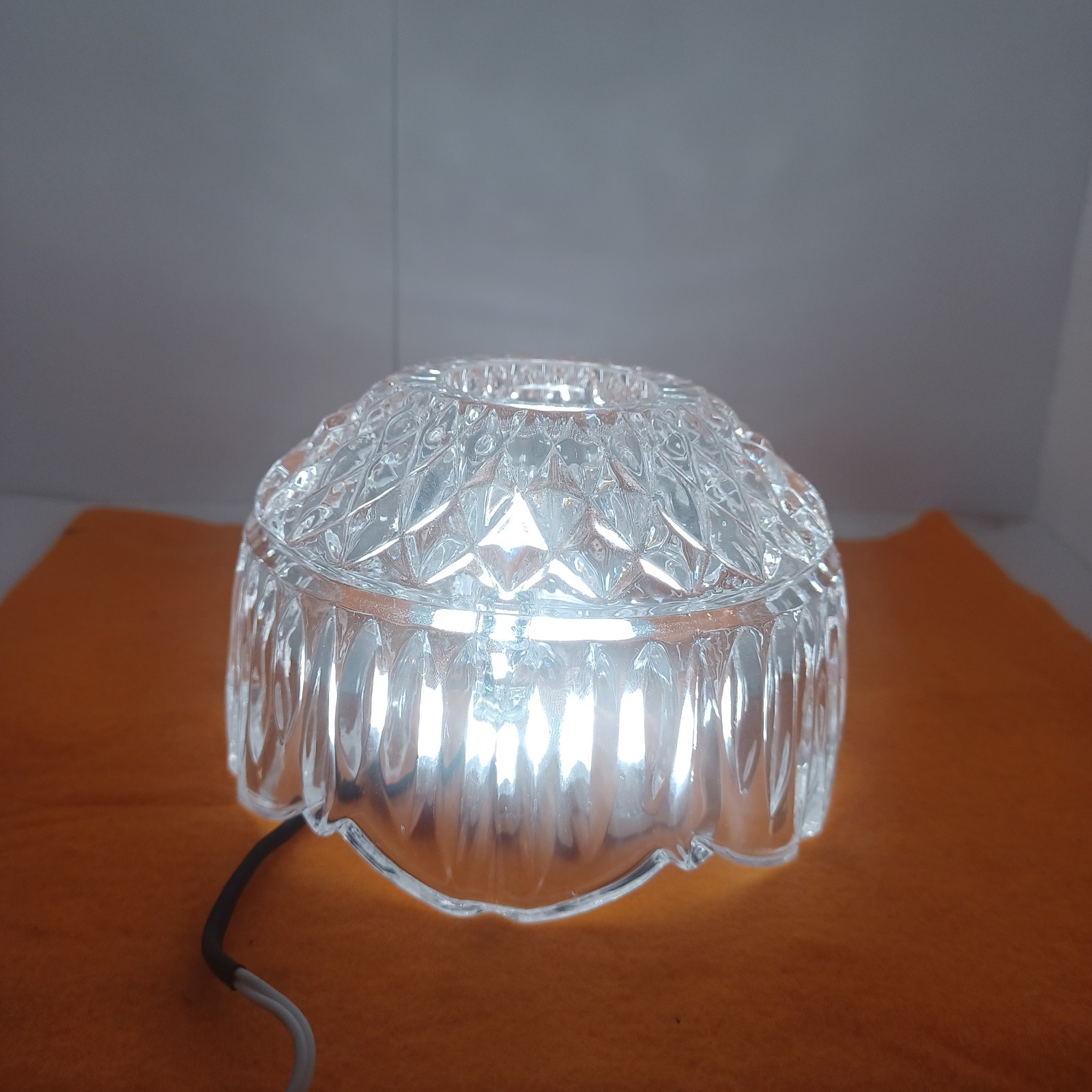 Vintage Clear Indiana Glass Fairy Lamp Stars and Bars Top Only Exc Cond!