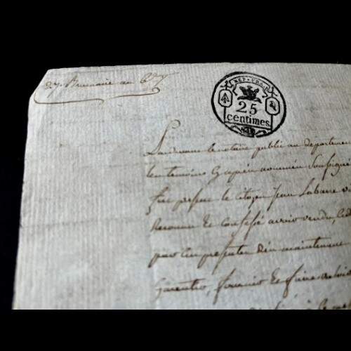 1798 French Watermarked Document – Antique Handwritten Manuscript – Historical E
