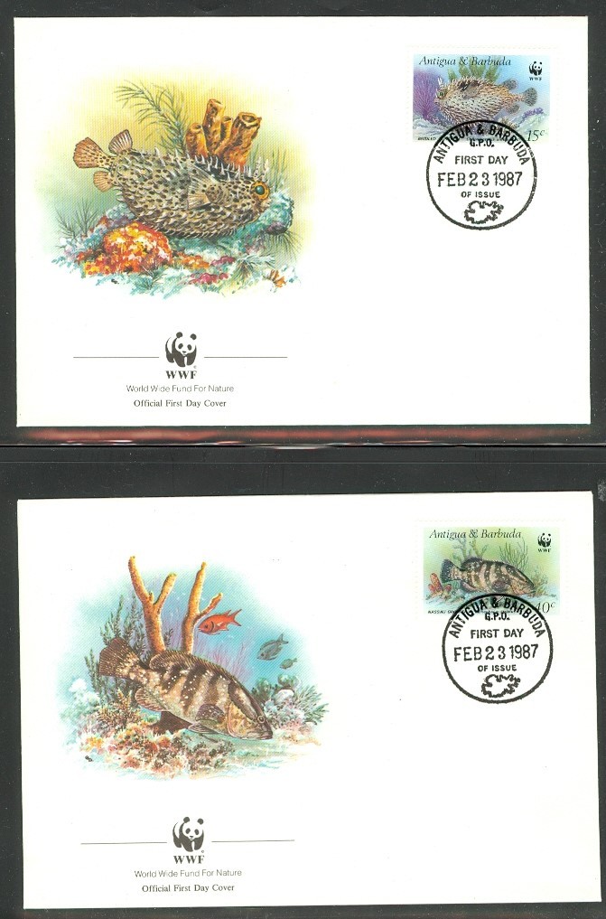 ANTIGUA & BARBUDA 1987 FISH WWF FDC