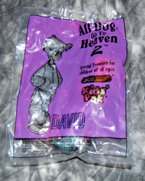 NEW VINTAGE 1996 SUBWAY KIDS MEAL ALL DOGS GO TO HEAVEN 2 "DAVID" FIGURE RARE