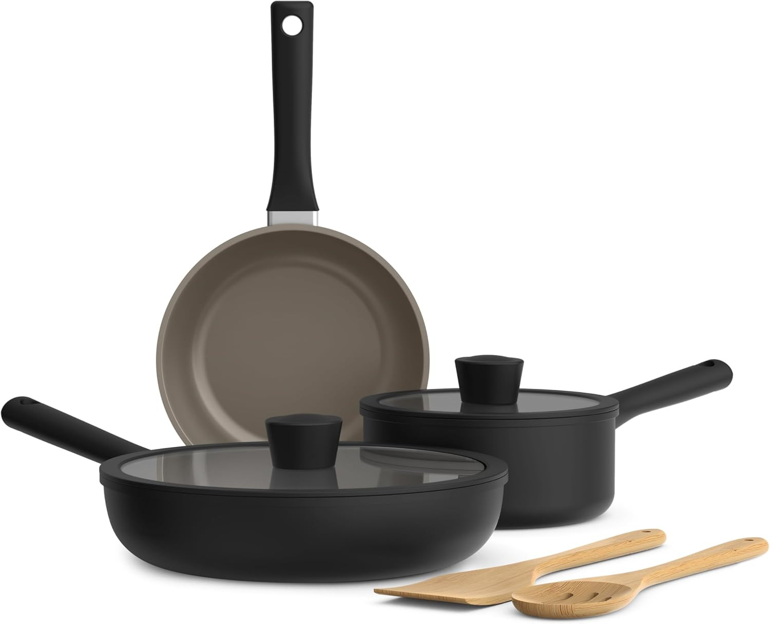 7 Piece Cookware Set with Evergood™ Ceramic Nonstick Coating​, Dishwasher Safe O