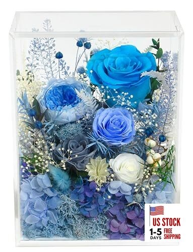  Long-Lasting Real Flowers, Handcrafted Preserved Rose Bush For you Blue Rose