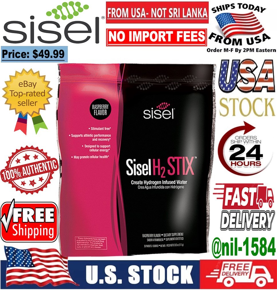 Sisel H2STIX Raspberry Hydrogen Water Sticks 30 Pack Vitamin C Magnesium🔥