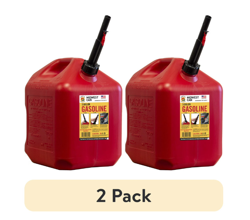 (2 pack) Midwest Can Company, 5 Gallon Capacity Gas Can with Flame Mitigation
