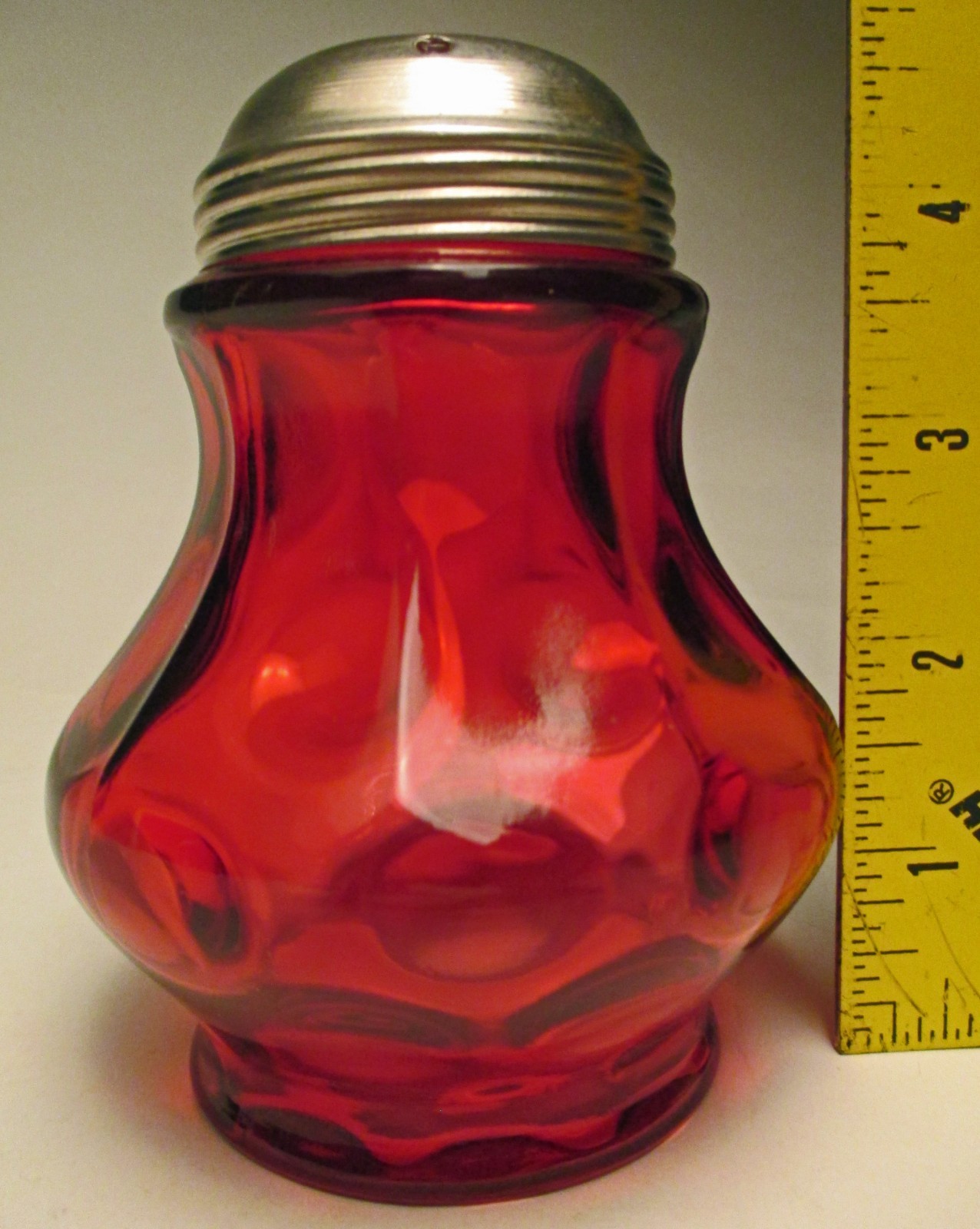 VTG Fenton for L.G. Wright Glass Co. Sugar Shaker Cranberry Inverted Thumbprint