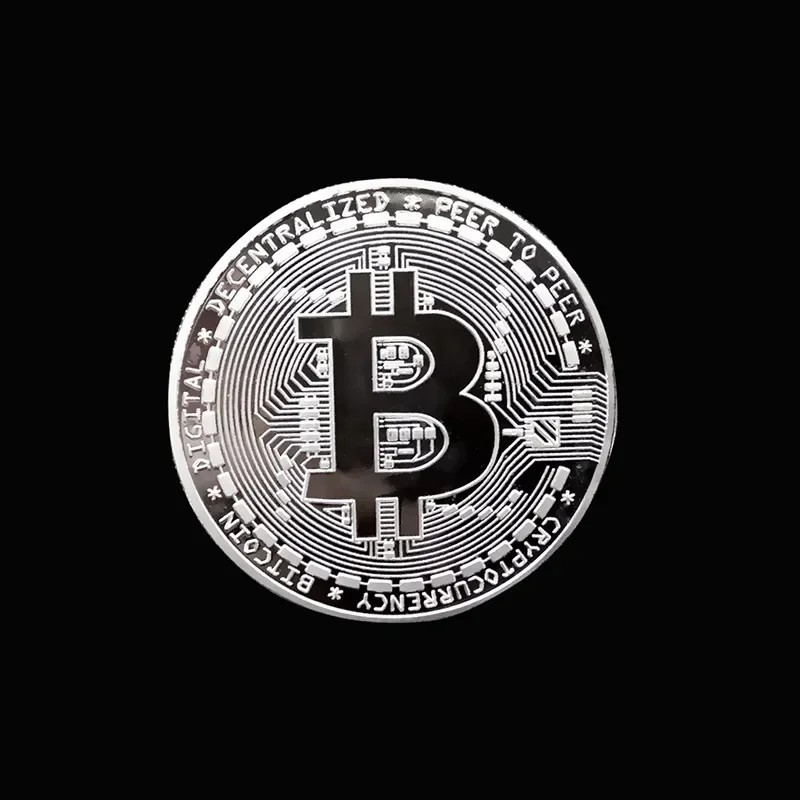 Silver Plated Bitcoin Replica Coin Collectible BTC Metal Antique Gift