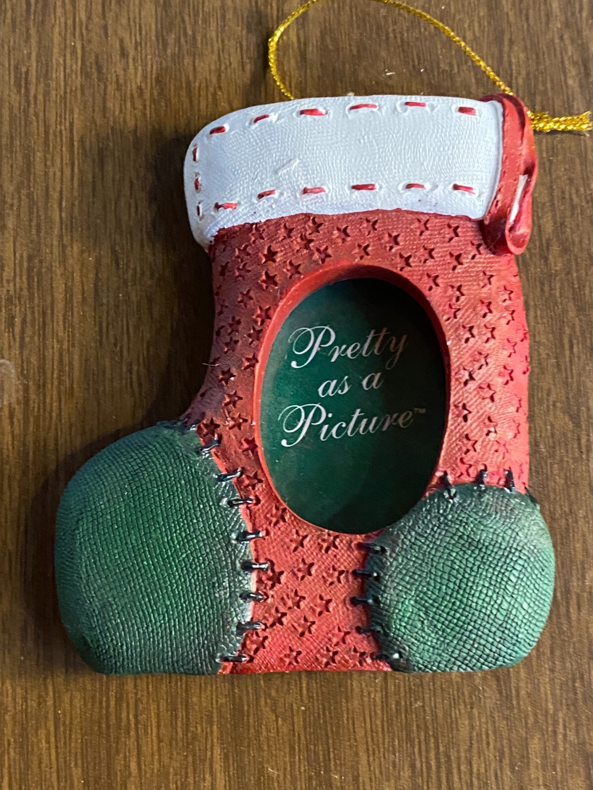 Resin Stocking Picture Frame Christmas Ornament UNused NOS