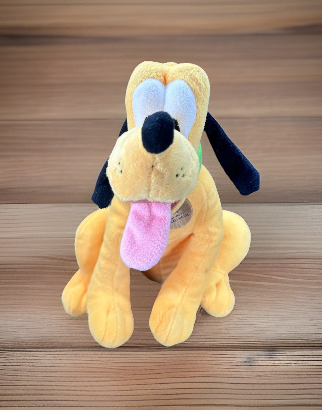 Disney Store Pluto Plush Stuffed Animal Mickey Mouse Dog Collar Tags Soft Cute