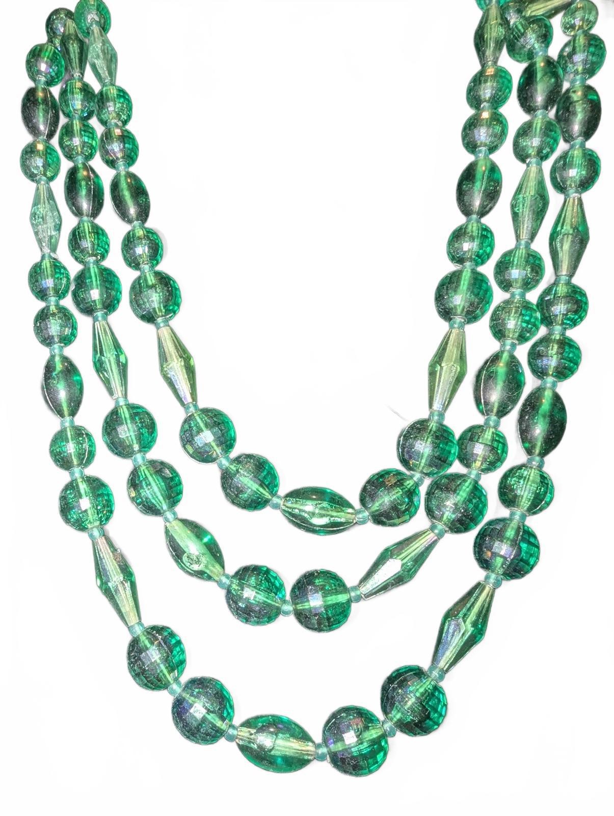 Vintage Green Glass Beaded Necklace