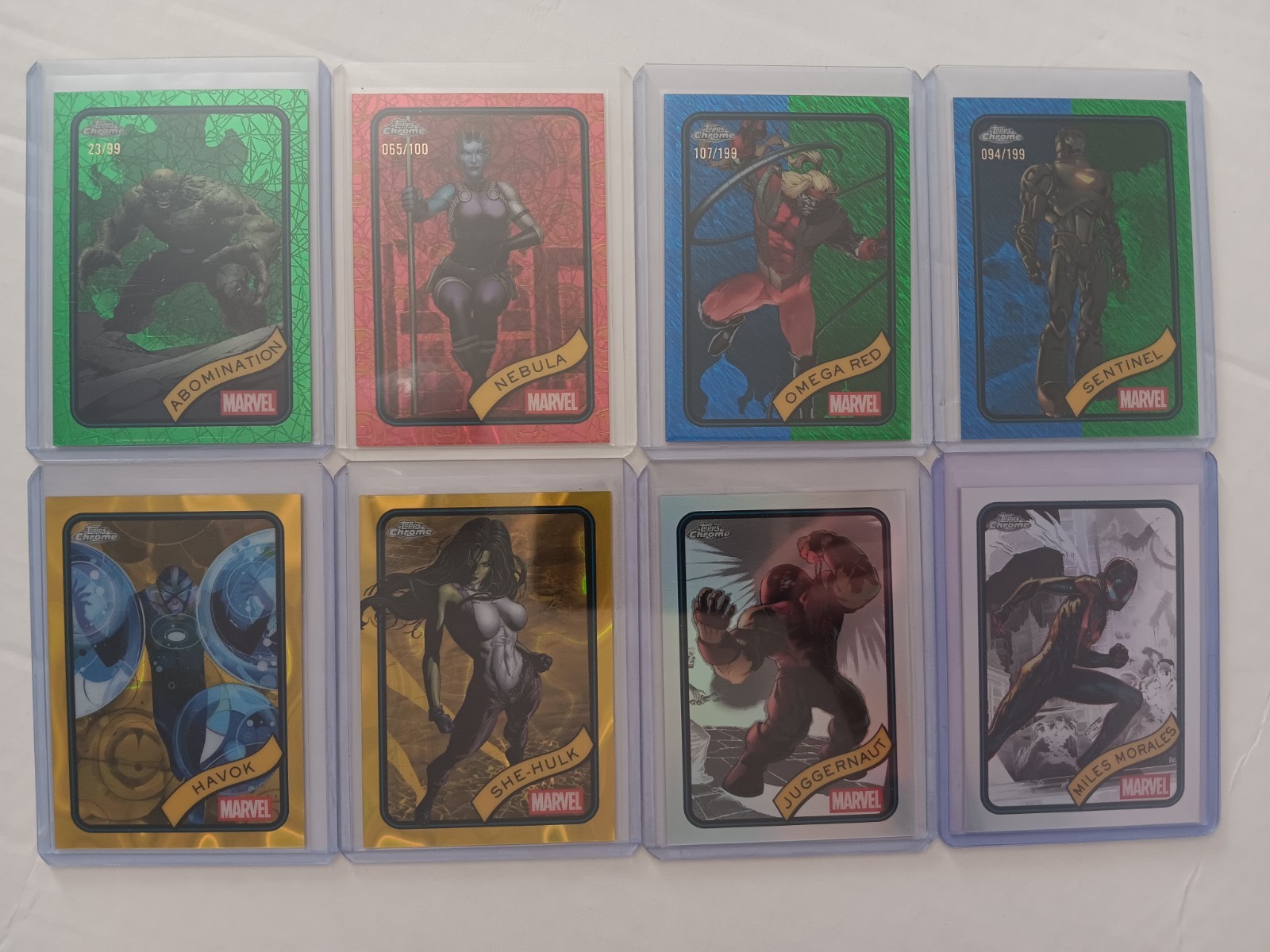 2025 Topps Chrome Marvel Green /99 Blue Green /199 Red Gold /100 Yellow Lava lot