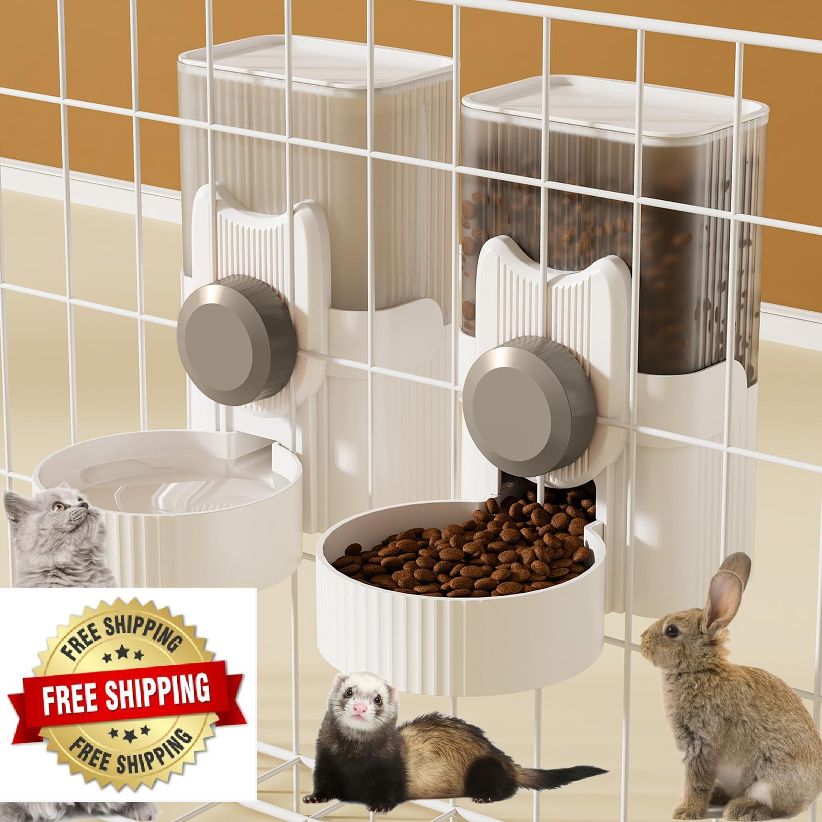 Lemtrflo Automatic Rabbit Feeder & Water Dispenser for Cage - 40oz Capacity