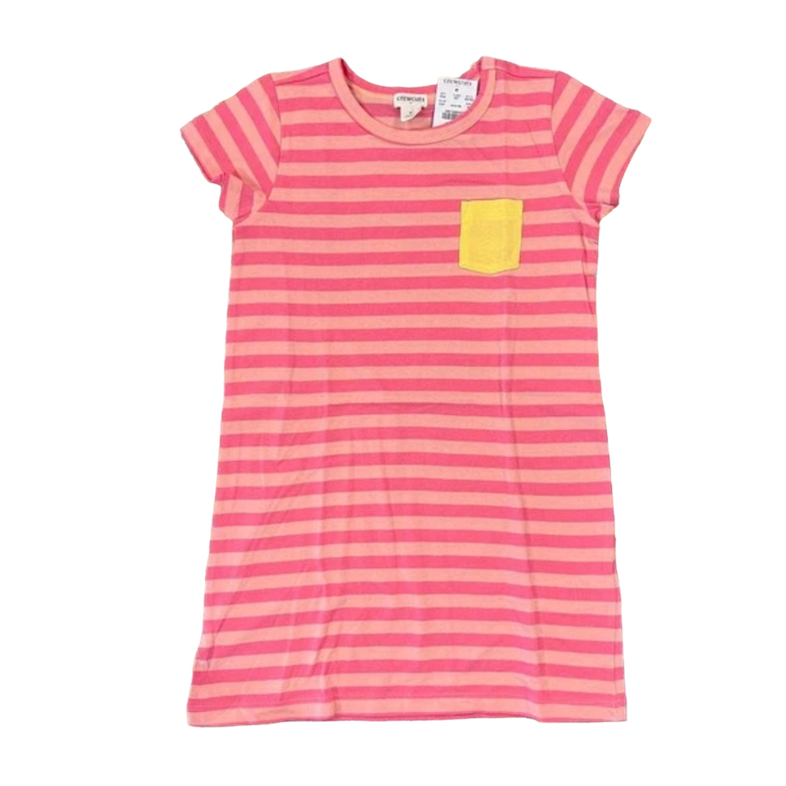 NWT J. Crew Girls' Pink W/Yellow Pocket Striped T-Shirt Dress - SIZE 3