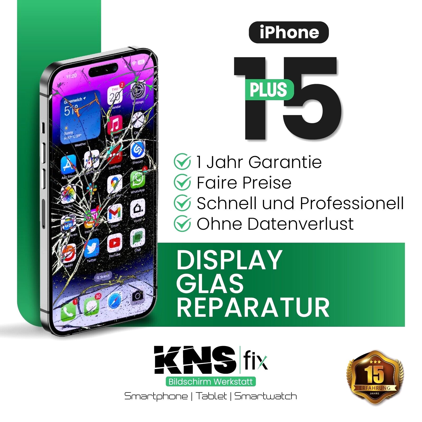 IPHONE 15 Plus Display Front Glass Repair Exchange Eb 24 Hours