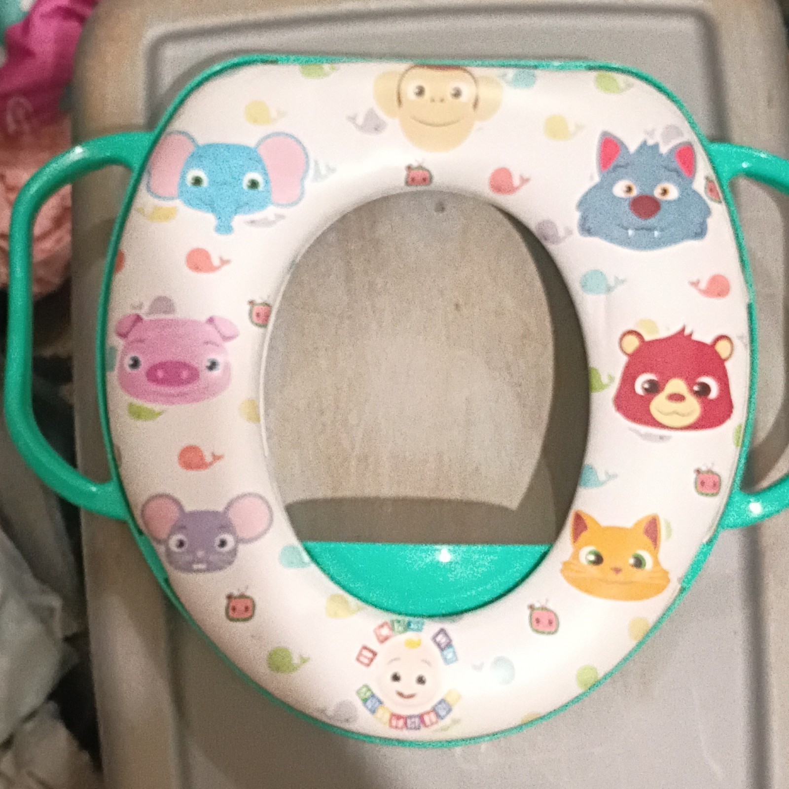 Animal Theme Kids Potty Training Seat with Handles Multicolor Unisex