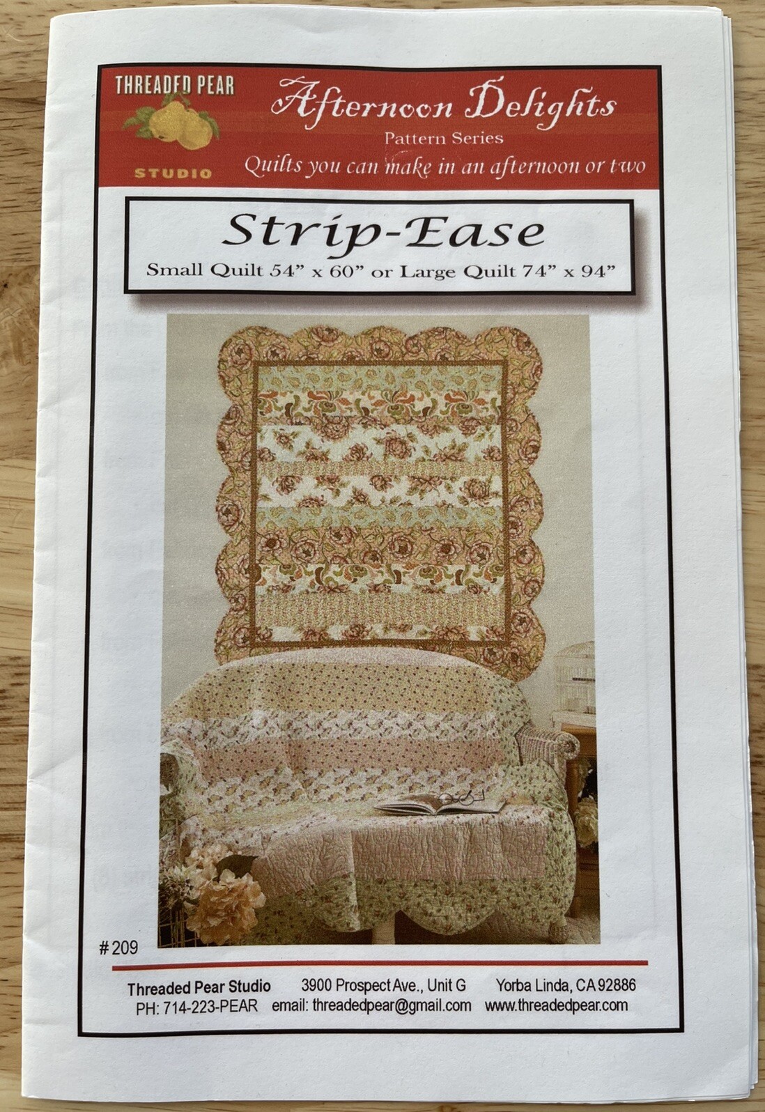 Threaded Pear Studio Afternoon Delights-Strip-Ease Small or Large Quilt Pattern