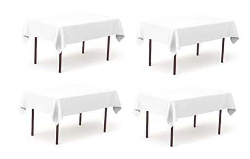  Pure White Poplin Polyester Tablecloth (4 Pack) | 60" x 84" White 4 Pack