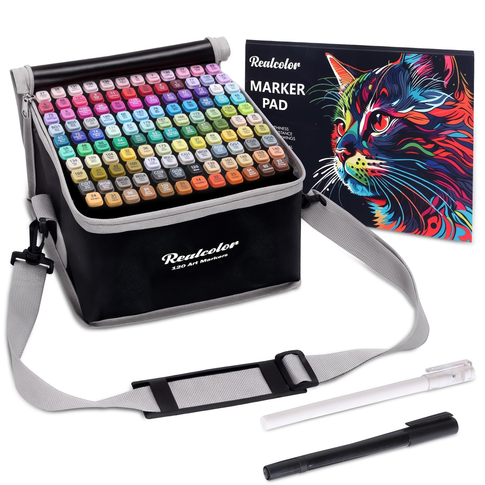 realcolor 120 Alcohol Markers Set,Dual Tip Art for Adult 120 Color 