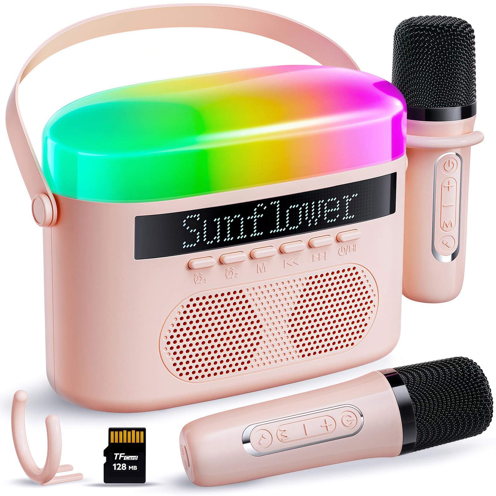 Karaoke Machine for & Adults with 2 Wireless Mics 2400mAh Portable Bluetooth ...