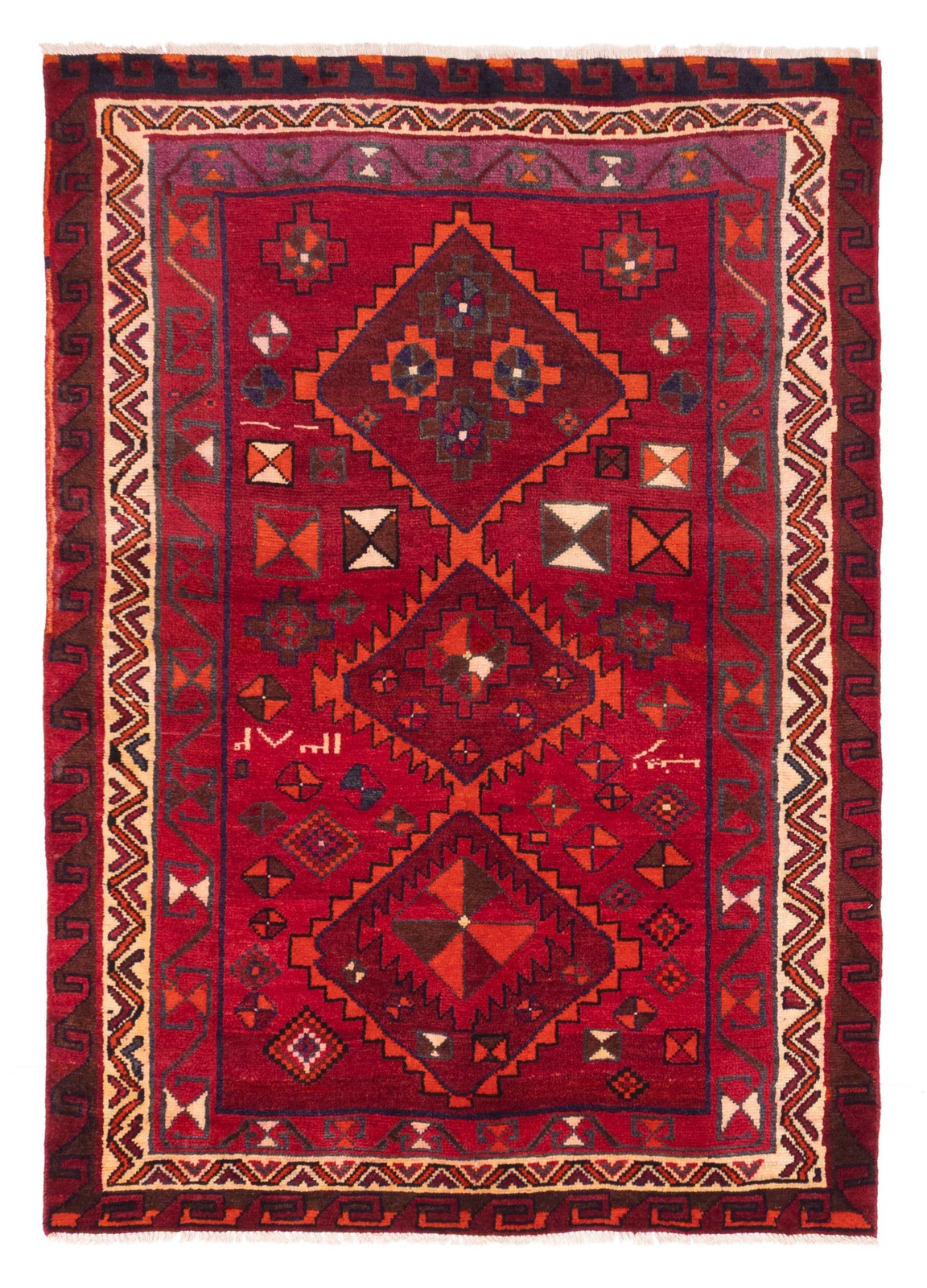 Vintage Geometric Area Rug 4'6" x 6'6" Traditional Hand-Knotted Wool Carpet