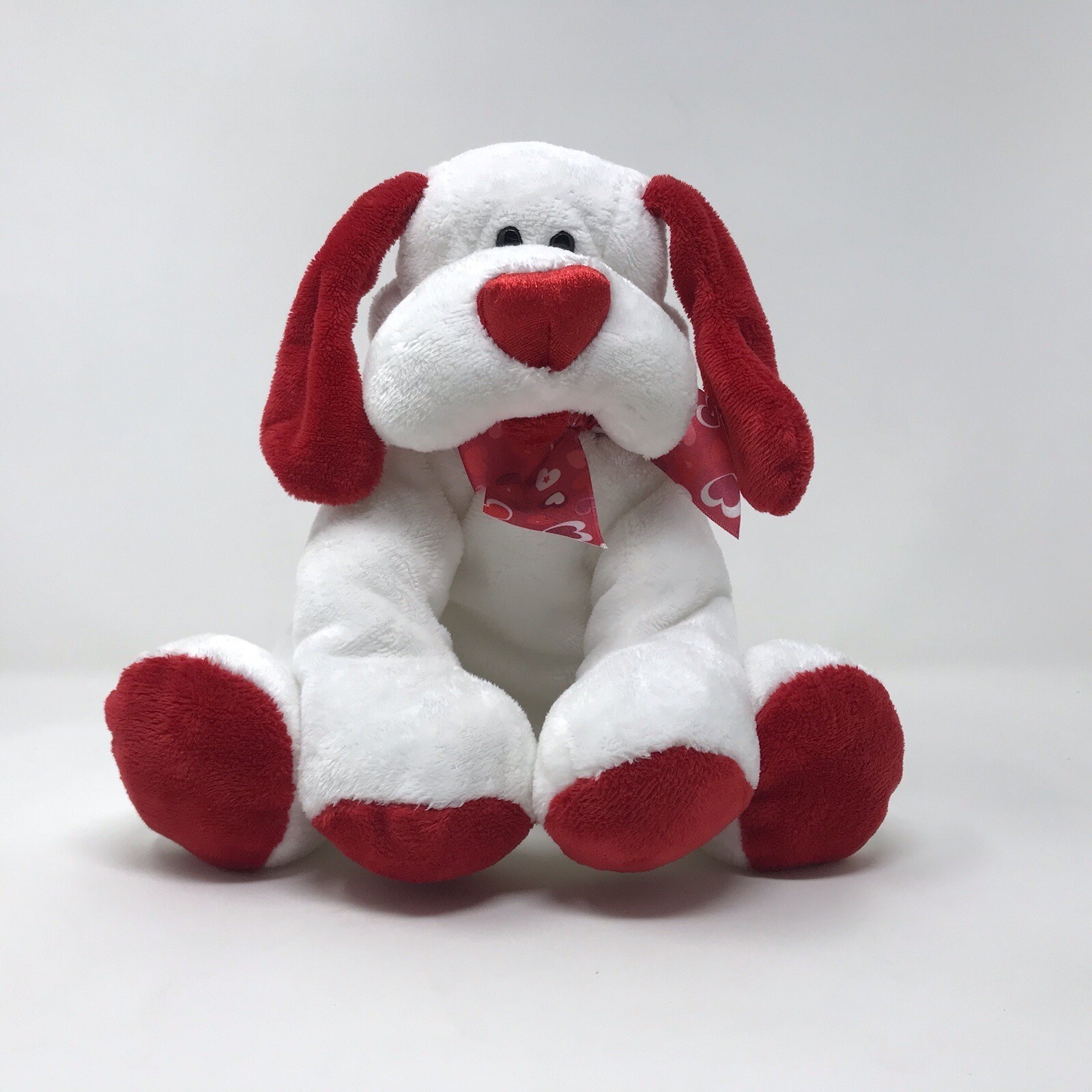 WALMART STORES RED WHITE VALENTINE PUPPY DOG PLUSH ANIMAL 