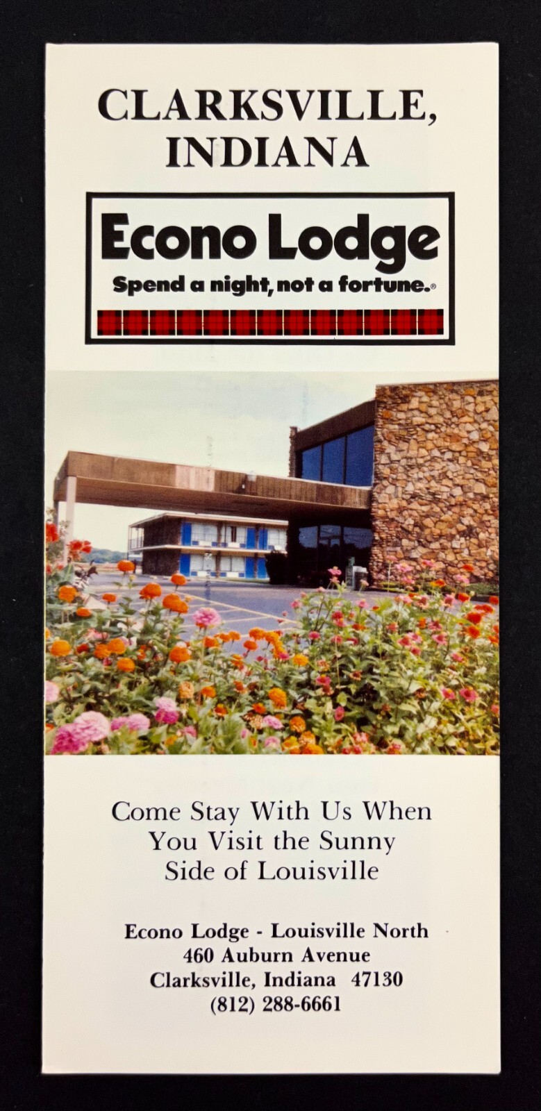 1980s Clarksville Indiana Econo-Lodge Motel Vintage Hotel Travel Brochure