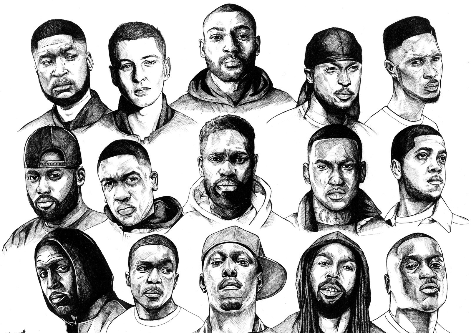 UK Grime Legends Original Drawing A3 – Skepta JME Portrait Art – One of a Kind