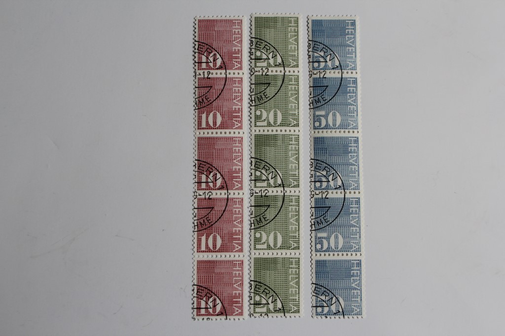 Swiss stamps, blocks of 4, 1970, roll-type numeral issue (49392)