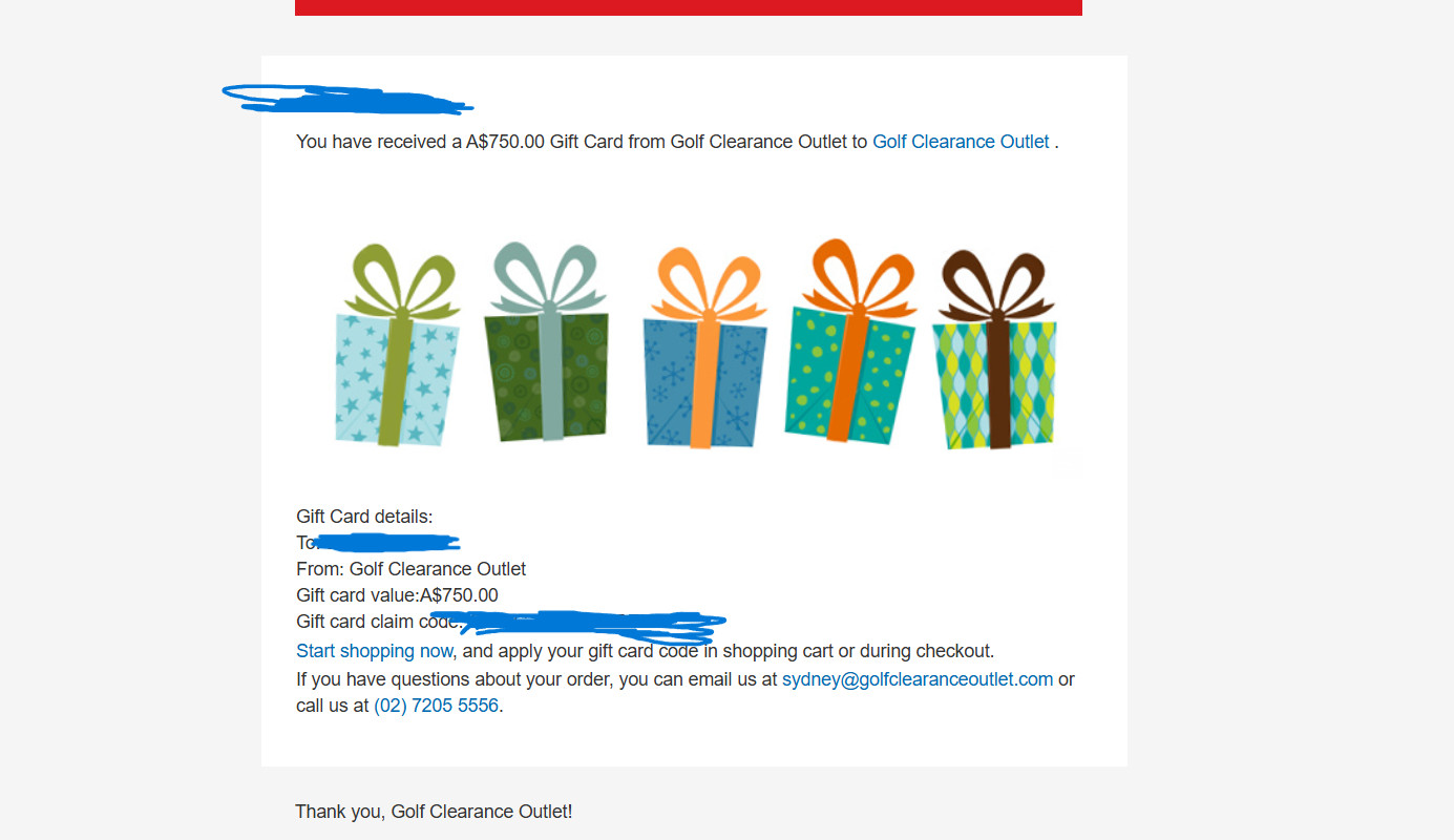 $750 Australia only Golf Clearance outlet voucher