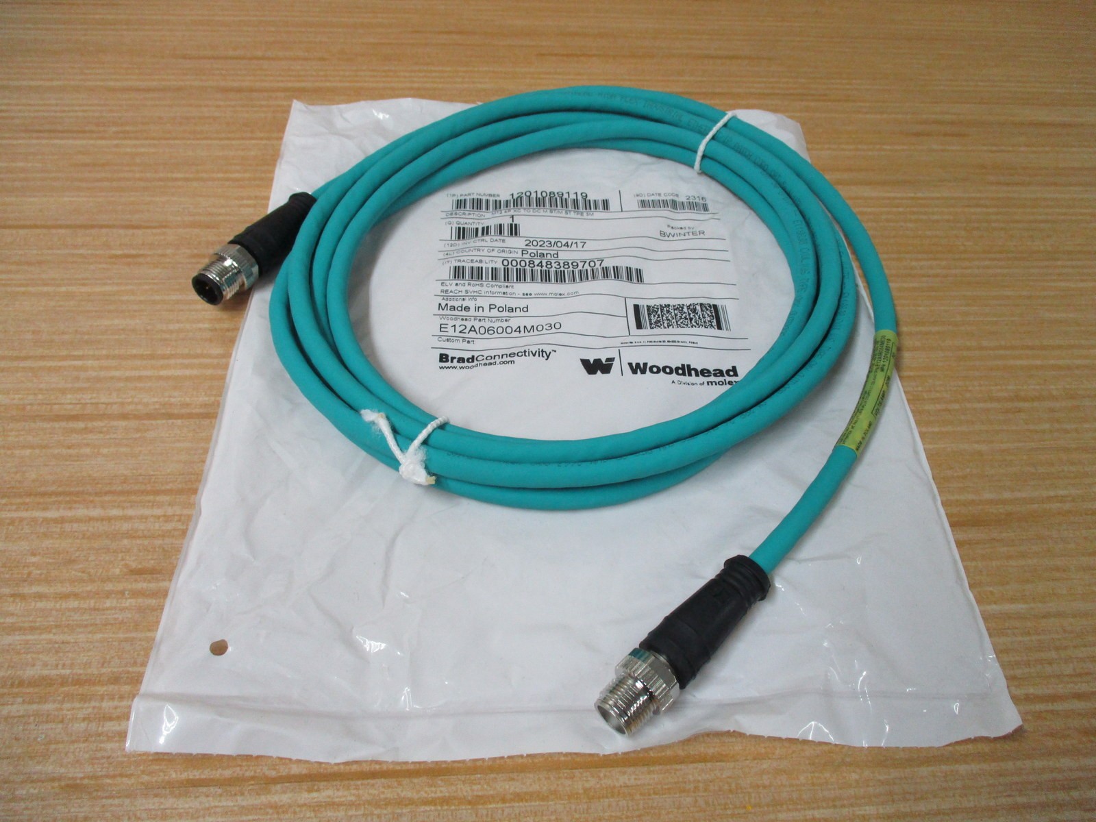 Woodhead E12A06004M030 Molex Cordset Brad Connectivity 1201089119