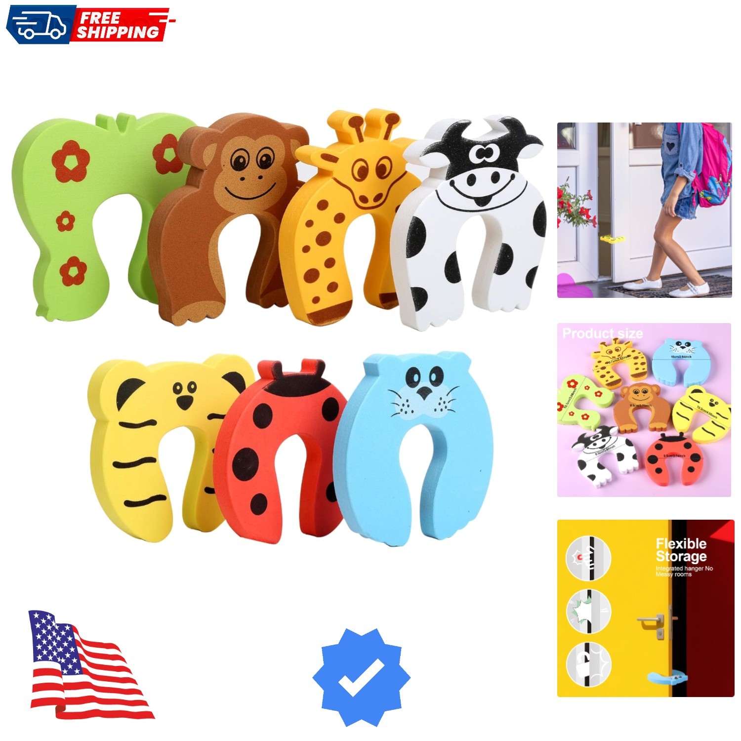 Door Stoppers,7Pcs Baby Proofing Corner Protector Baby Cartoon Animal Door St...