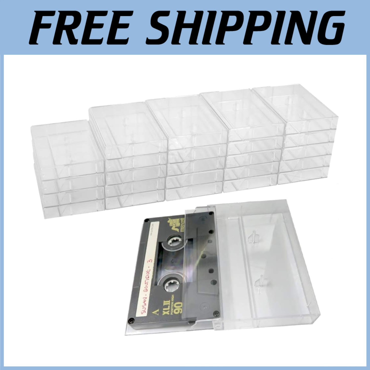 Clear Plastic Storage Cases for Cassette Tapes - 25 Pack
