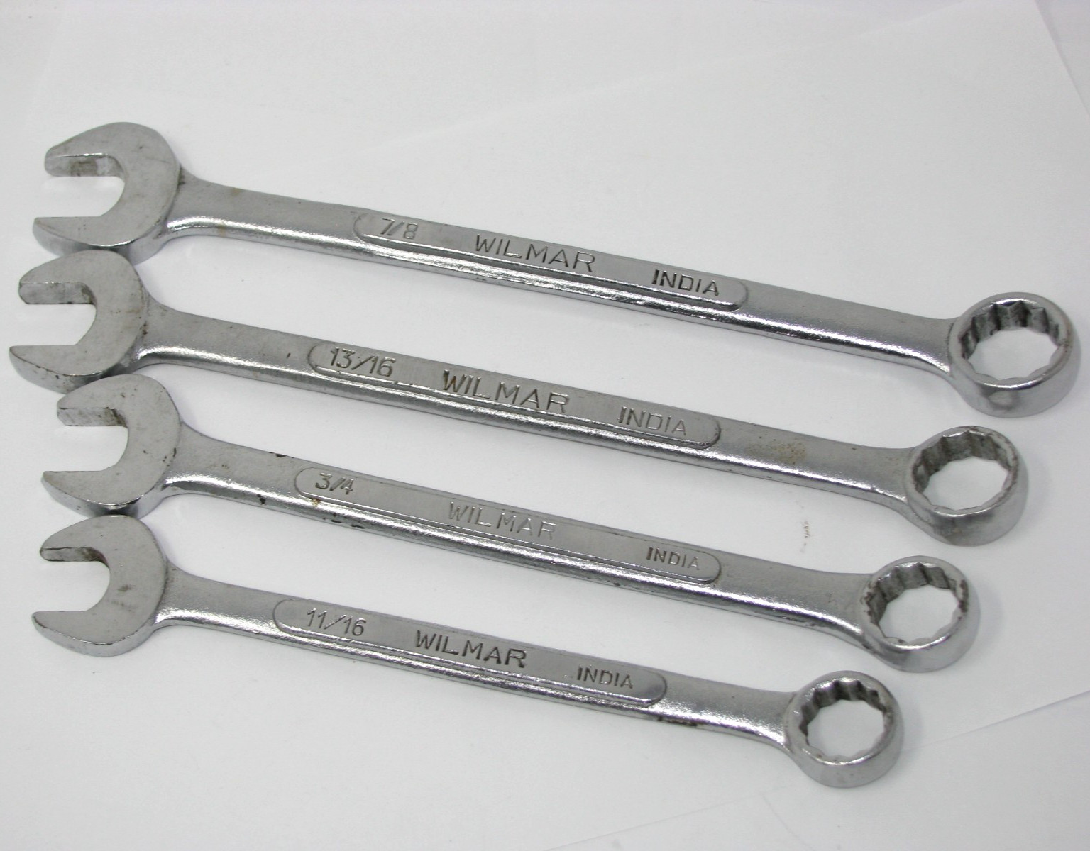 SET OF 4 WILMAR COMBINATION WRENCHES  7/8, 13/16, 3/4, 11/16