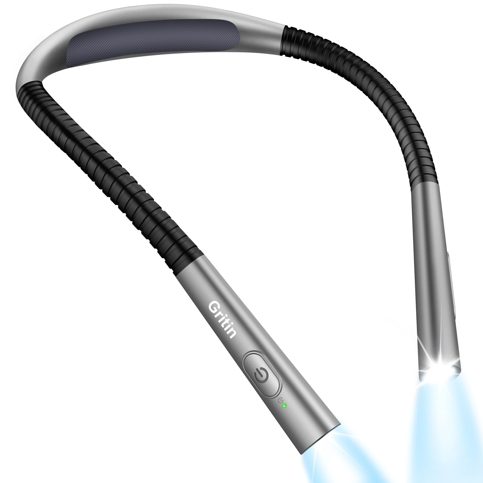 Gritin Book Light, Eye Caring 4-Color & 5-Brightness Neck Light Reading Gray 
