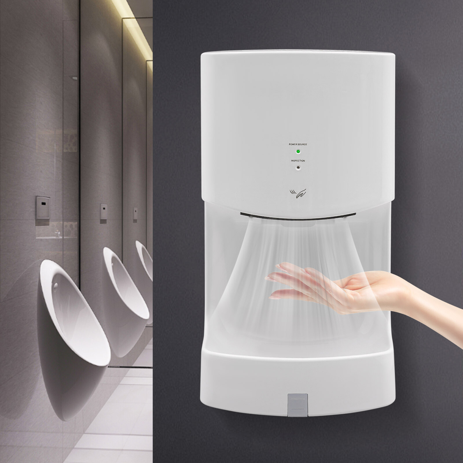 1000W Automatic Wall Mounted Hand Dryer Electric Jet Hand Dryer with Drip Tray