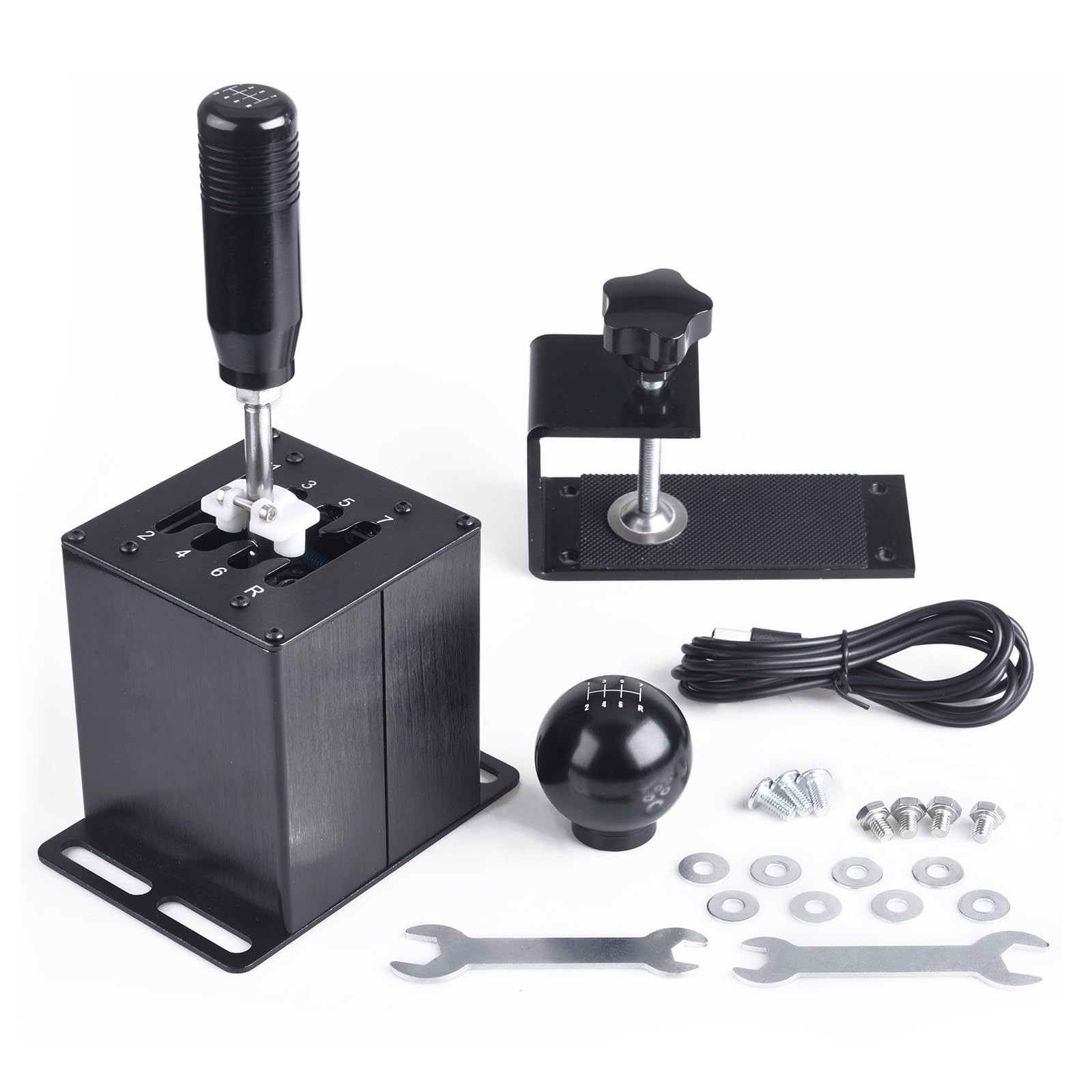 USB Gear Shifter 7+R H Pattern with Clamp for PC Windows Racing Simulators