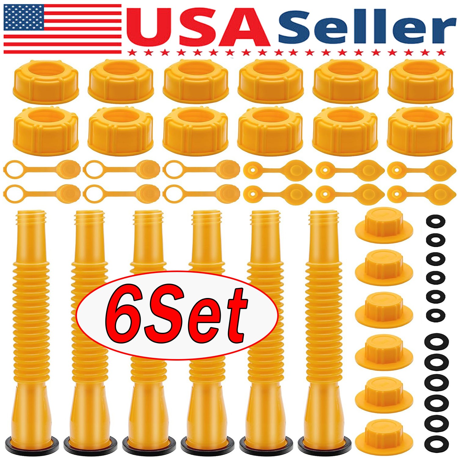 6x Gas Can Spout Kit Nozzle Vent Replacement For Plastic Gas Cans Old Style Cap