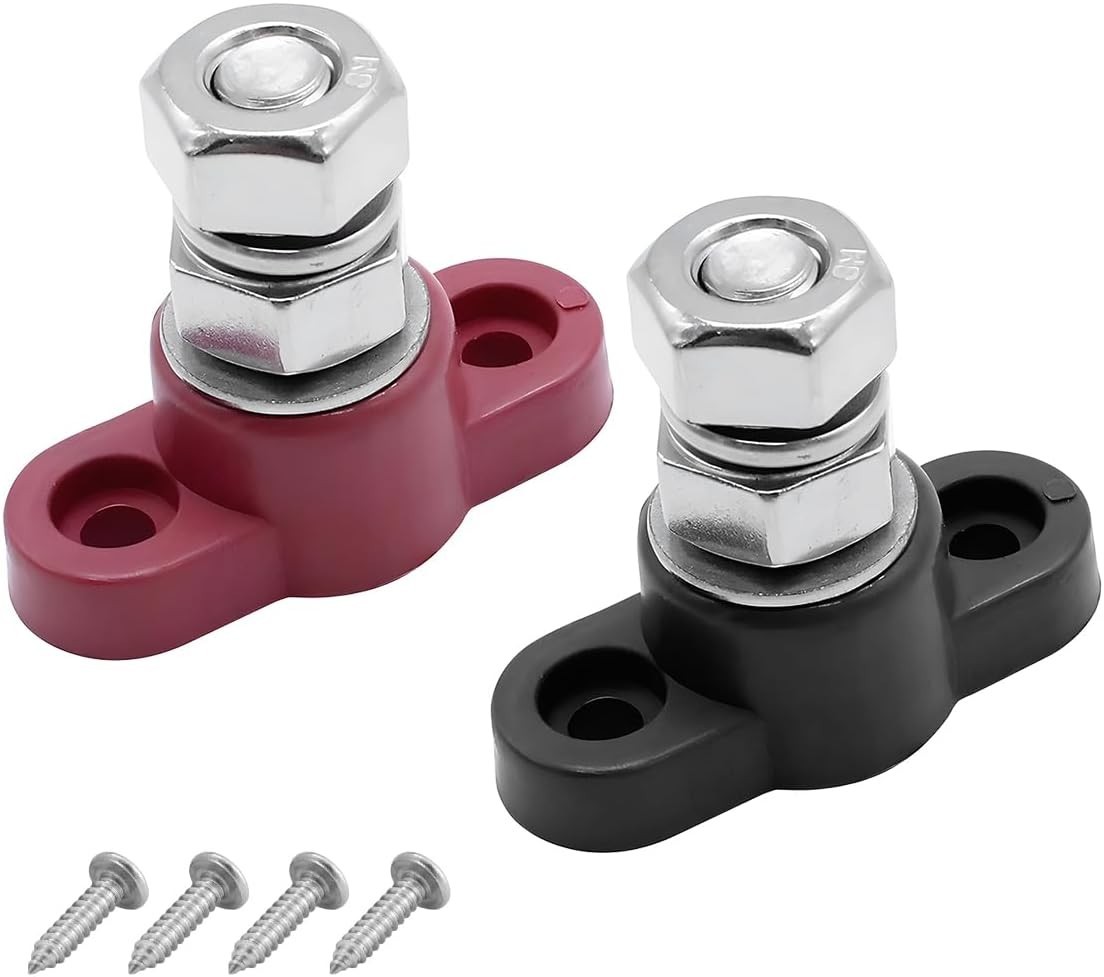 2PCS Car Battery Junction Block 1/4" 5/16" 3/8" Single Stud Heavy Duty Power 12V