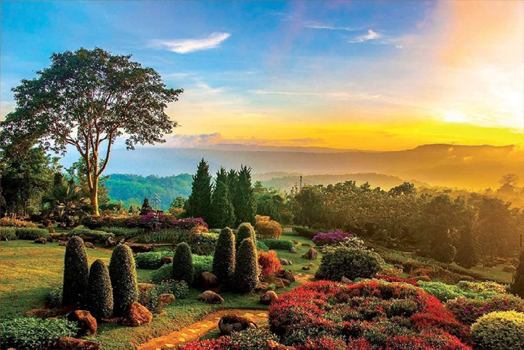 Educa - 1000 Piece Adult Puzzle | Beautiful Garden. Dimensions: 68 x 48 cm.