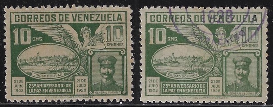 Venezuela: 1928; Scott 289, Mint and Used, not circulated Gomez dictator EBV1925