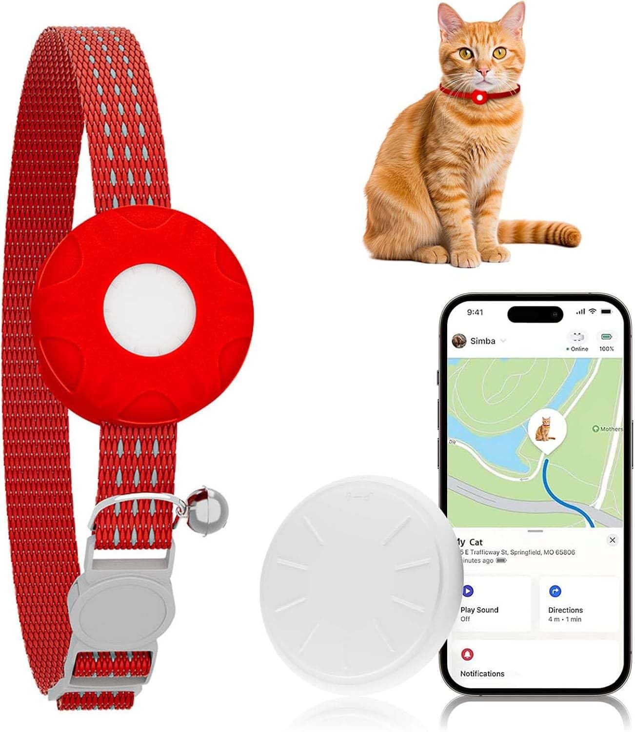GPS Tracker for Cats, Cat Tracker, Cat GPS Tracker Compatible with Apple Find...