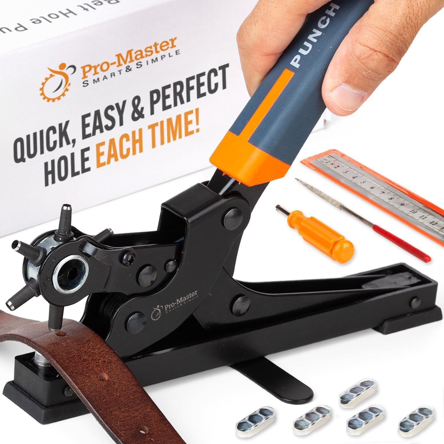 Desktop Leather Belt Hole Puncher Tool - Easier to Use Tabletop Design for Wa...