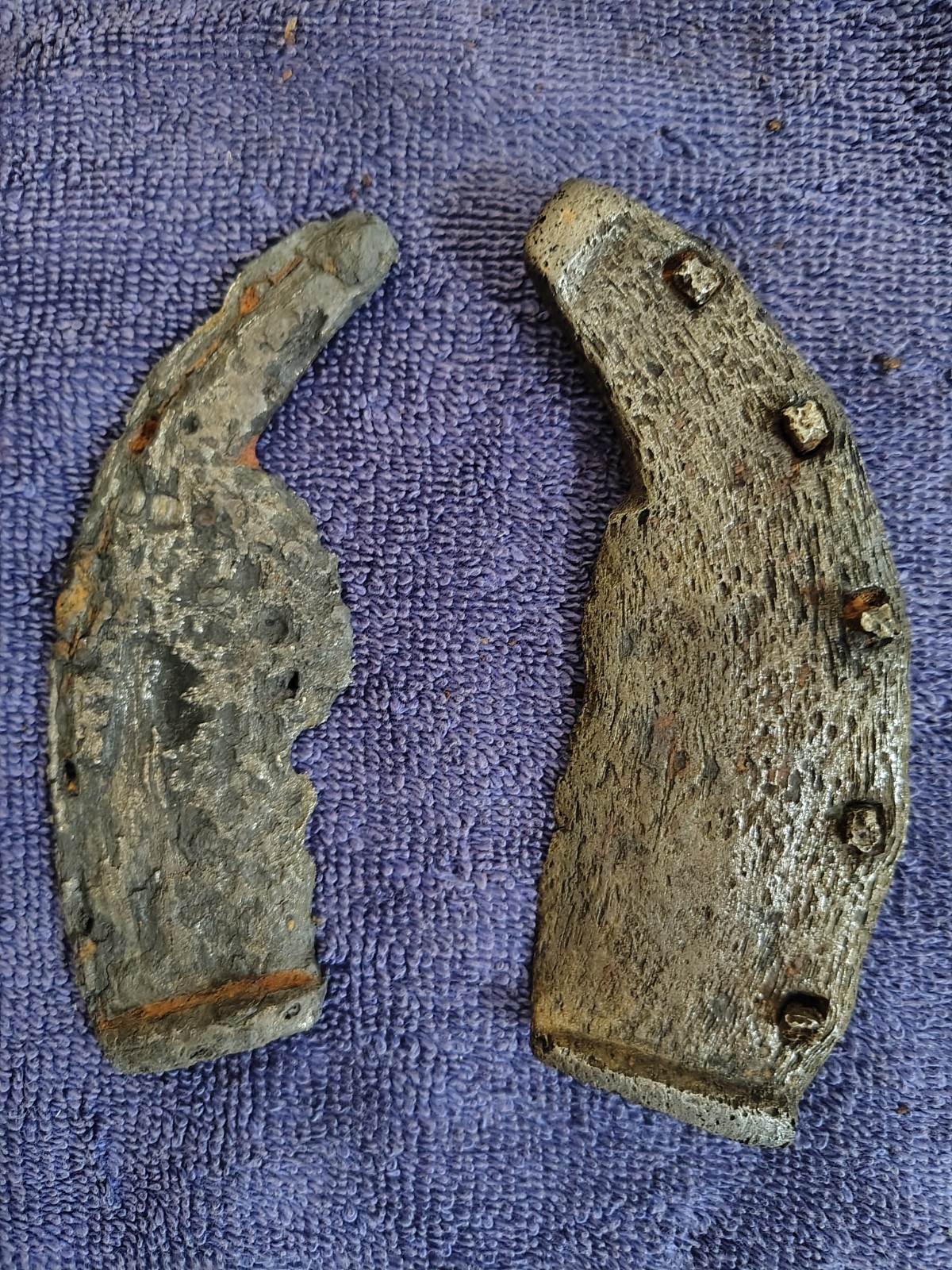 **Two 1800's primitive cast/wrought iron ox shoes. Antique. #8
