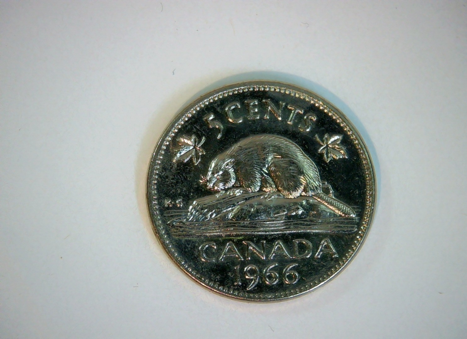 Canada 1966 5 Cents Elizabeth II Beaver Coin