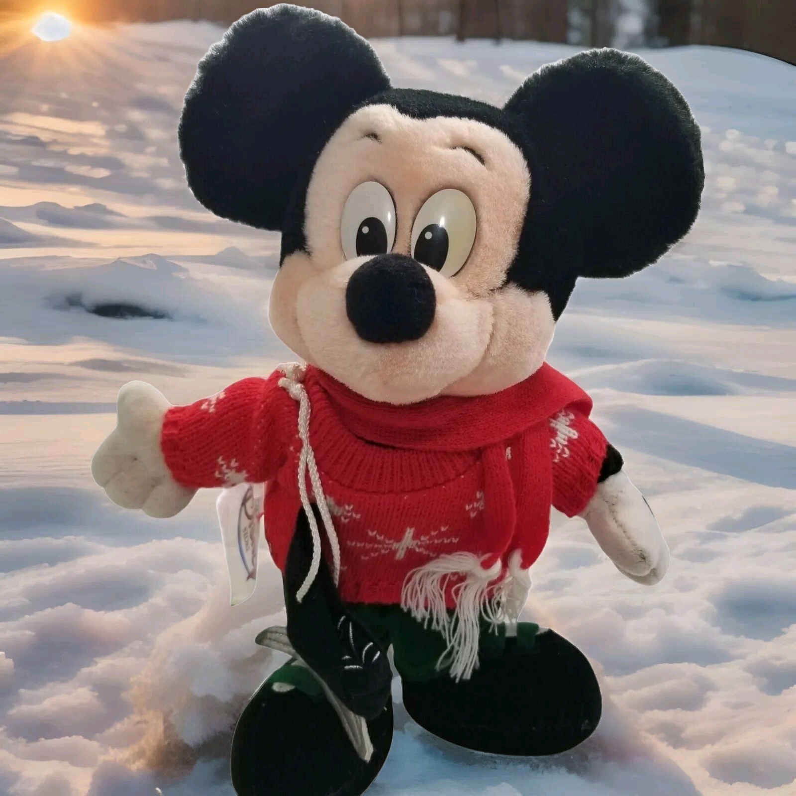 ✅The Disney Store MICKEY MOUSE Skater Plush Mickey With Ice Skates Holiday Parks