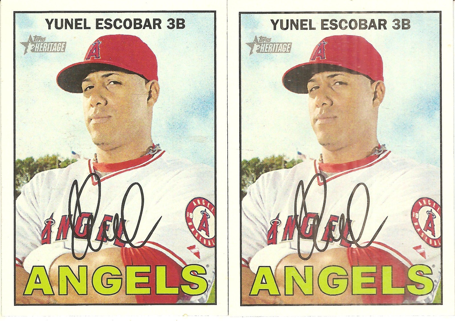 2 CARD 2016 TOPPS HERITAGE YUNEL ESCOBAR BASEBALL CARD LOT