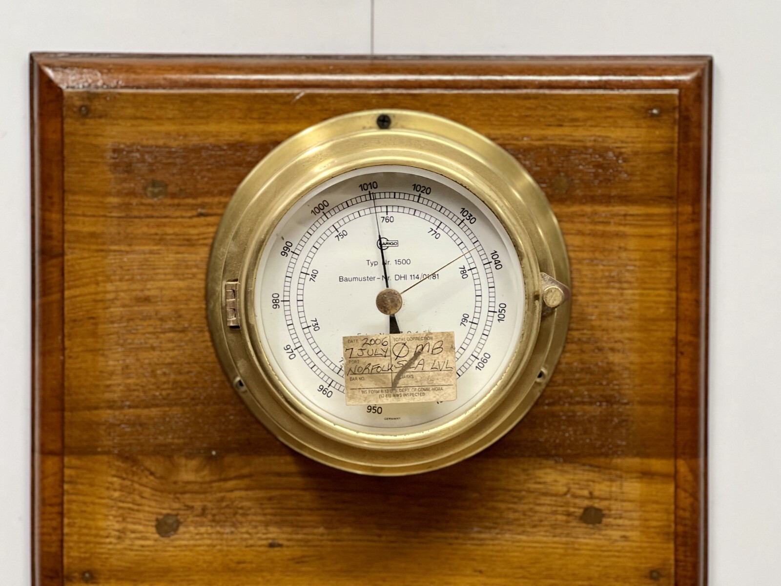 Vintage German Brass Barometer Barigo Baumuster Marine Ship Weather Antique