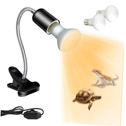 Reptile Heat Lamp with Clamp, UVA UVB Reptile Light with Heat Lamp+50W Bulbs