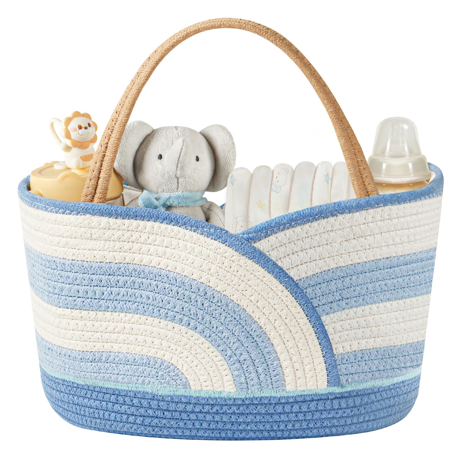 Baby Diaper Caddy Organizer - Portable Cotton Rope Diaper Caddy Basket for Nu...